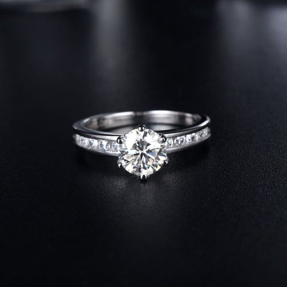 1 Carat Moissanite Solitaire Ring with 925 Sterling Silver Band - Picture 6 of 11